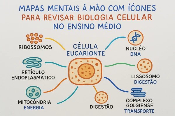 Mapas-mentais-a-mao-com-icones-para-revisar-biologia-celular-no-ensino-medio