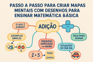 Passo a passo para criar mapas mentais com desenhos para ensinar matemática básica
