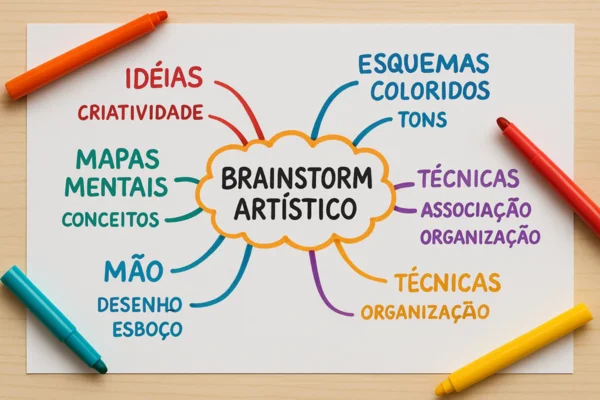Tecnicas-de-brainstorm-artistico-usando-mapas-mentais-feitos-a-mao-com-esquemas-coloridos